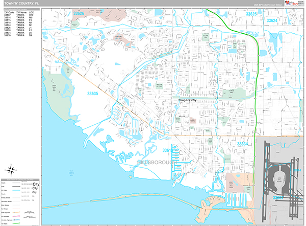 Town 'n' Country, FL Zip Code Map